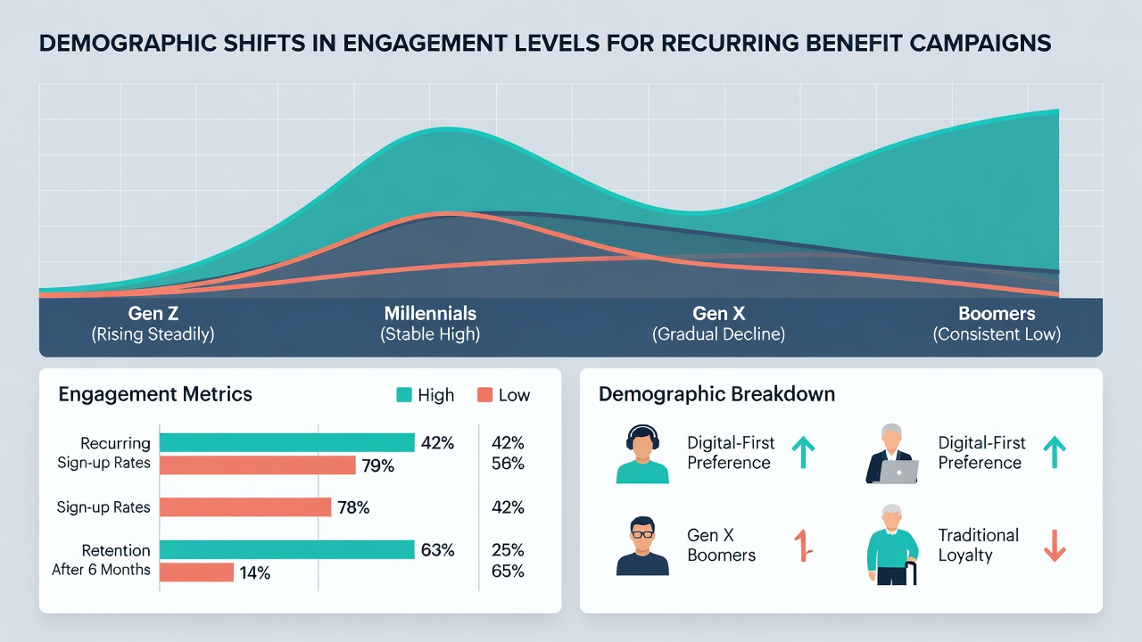 Heatmap visualization of engagement levels by demographic segments in recurring benefit campaigns