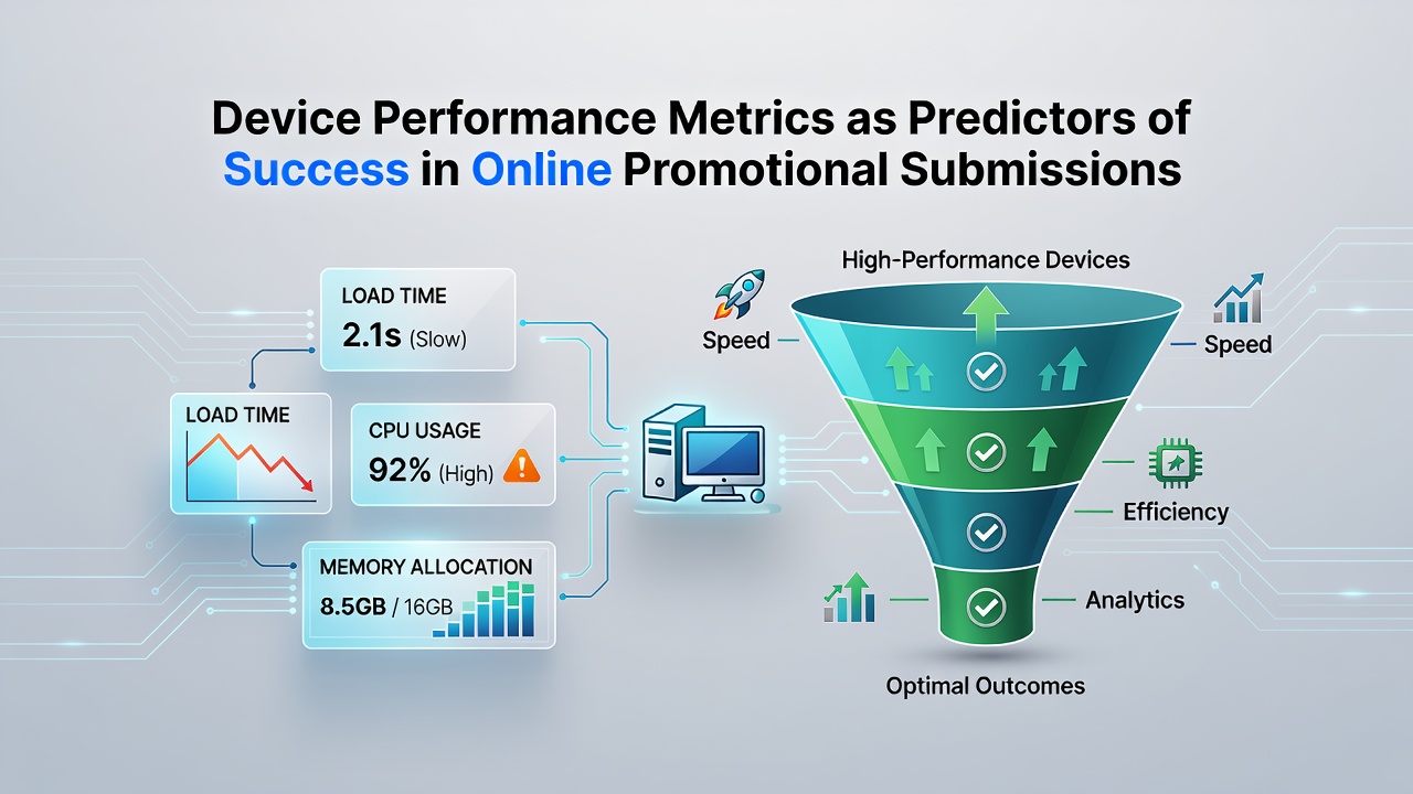 Device performance metrics displayed on a smartphone screen during an online promotional entry process