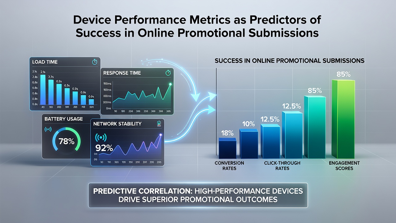 Graph illustrating correlation between device performance metrics and promotional submission success rates