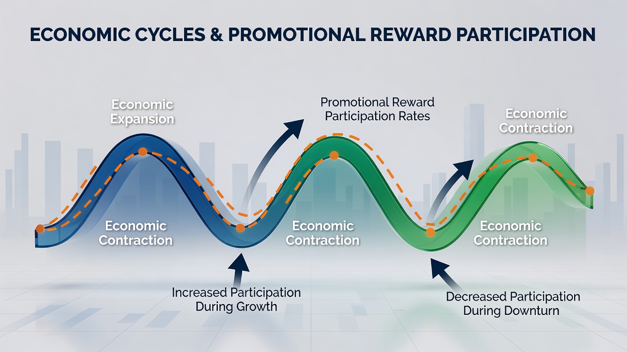 Graph illustrating participation rate changes across different stages of economic cycles from 2018 through 2026