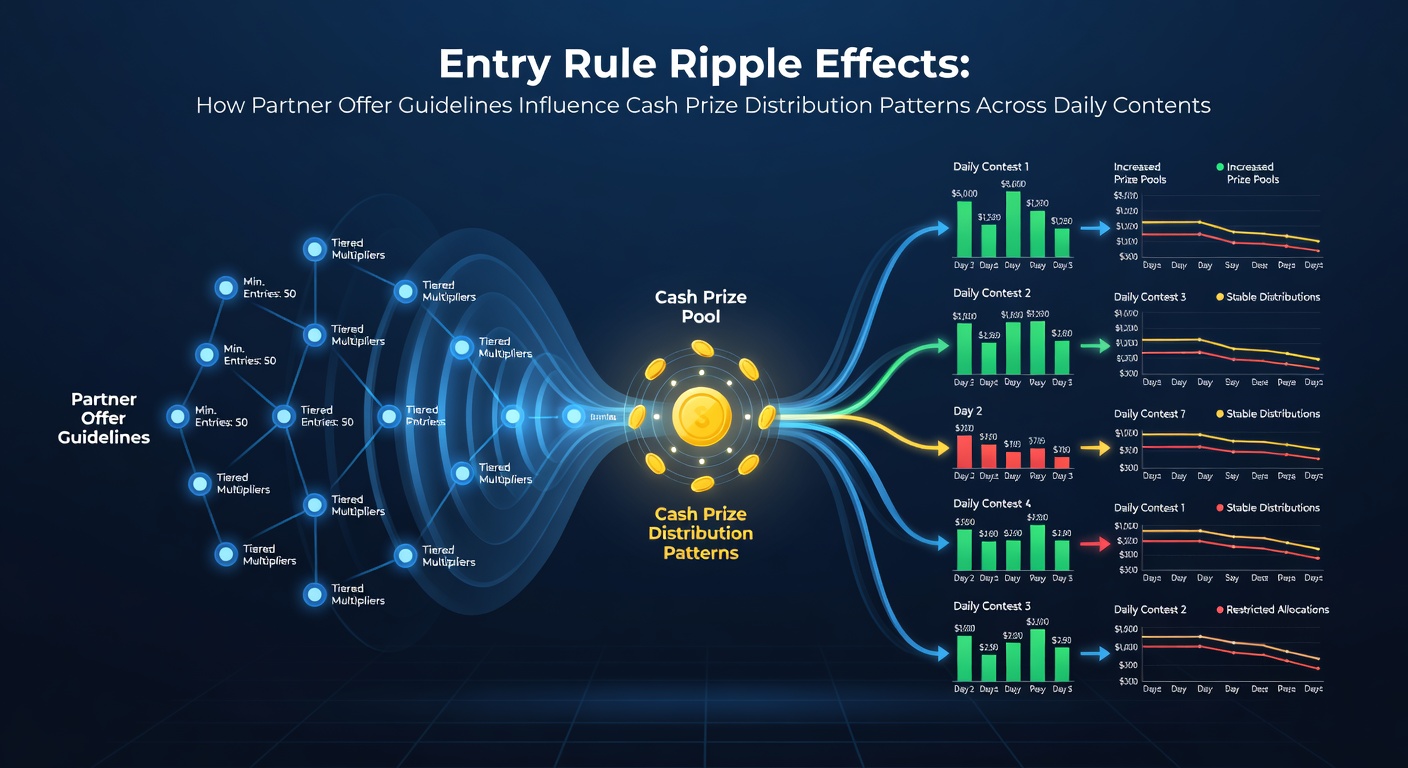 Visual representation of how partner offer guidelines shape cash prize flows in daily contest entries