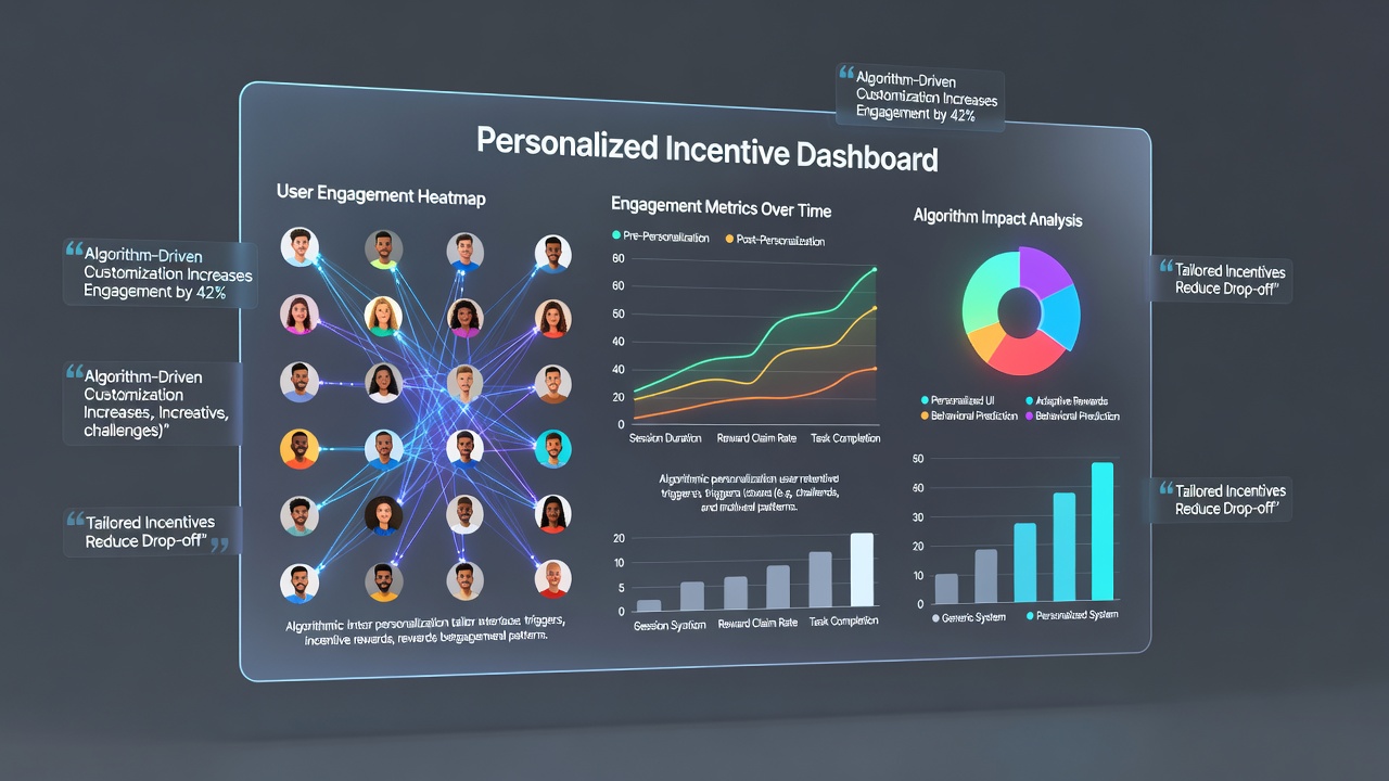 Graphs displaying engagement metrics before and after personalization algorithm deployment in virtual reward systems