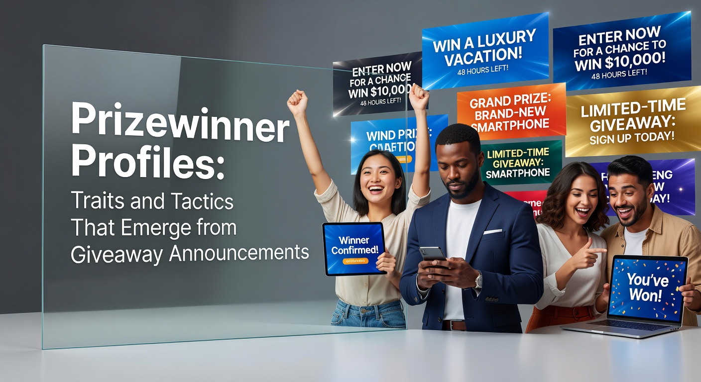 A diverse group of sweepstakes prizewinners celebrating their wins, captured in official giveaway announcement photos from recent contests