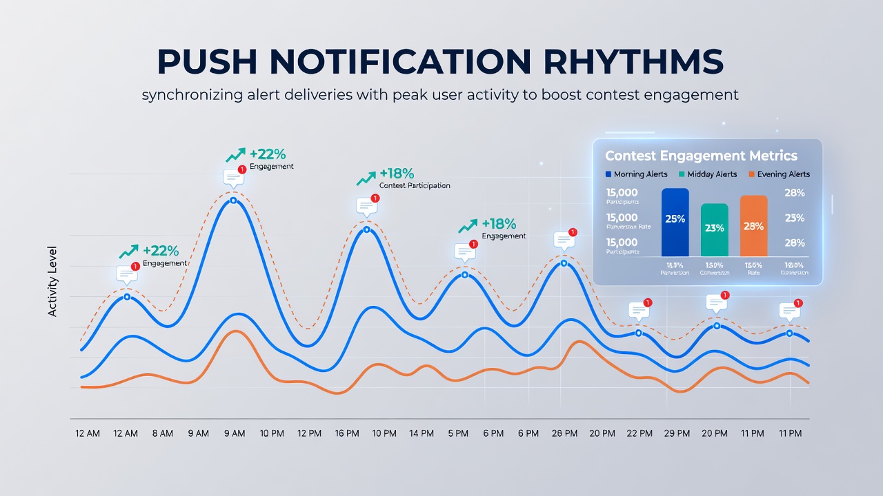 Dashboard view of synchronized push notification delivery metrics and entry completion rates