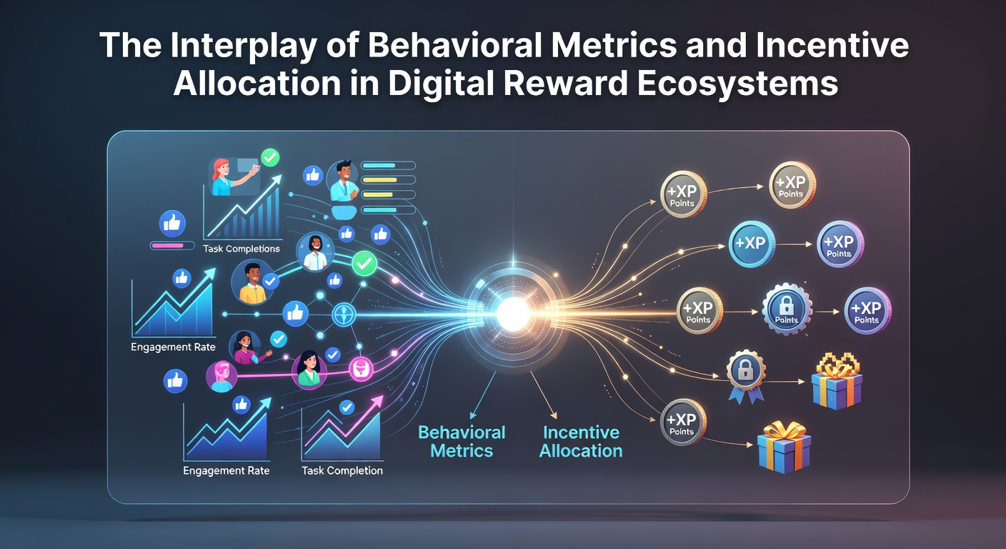 Dashboard showing behavioral metrics and reward allocation patterns in a digital platform interface